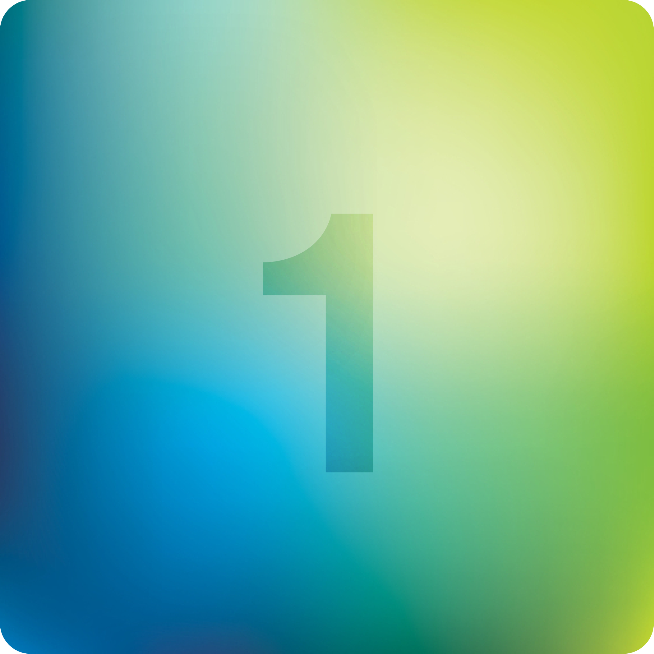 A visually captivating gradient background transitioning seamlessly from blue to green, featuring a prominently centered number "1" in a slightly darker shade for enhanced emphasis.